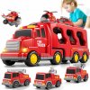 HASIČSKÉ AUTO 7V1 S POHONOM, AUTÍČKA, HUDBA, HELIKOPTÉRA, LED SVETLÁ