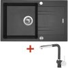 Granitový drez s batériou LINEA 780 XC 480 x 780 mm čierny metalický G4874XC + batéria Mix 3 P GR