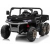 JOKO Elektrické autíčko s Elektricky vyklápacou vlečkou Pick-Up Speed 900, EFEKT Hojdania, kožené sedadlo, 6 kolies, penové kolesá, nosnosť 50kg, čierne