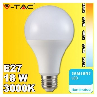 V-TAC PRO SAMSUNG LED žiarovka E27 A80 18W teplá biela