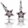 Detské náušnice Danfil hviezdičky C2228 z bieleho zlata s červenými, ružovými a bielymi zirkónmi, brizúrové zapínanie