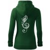 Husľový kľúč kvety - Mikina dámska trendy zipper s kapucňou - L ( Fľaškovozelená )