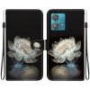 Peňaženkové kožené puzdro Crystal Drawing na Motorola Edge 40 Neo - Crystal Peony