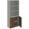 Policová skriňa Strong, 80x192x40 cm, orech/sivá - 1 kus - 1 KS - 4 - nie - 60 mesiacov - rovná - kombinovaná - Hobis - 2x sklenené a 2x plné - 80 cm - Strong - 40 cm - 192 cm - orech/sivá - 81.3 kilo