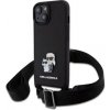 Púzdro Karl Lagerfeld Saffiano Crossbody Metal Karl and Choupette iPhone 15 čierne