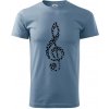 Husľový kľúč z nôt - Klasické pánske tričko vyššej gramáže - L ( Denim )