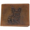 Ewena Pánska kožená peňaženka hnedá s motívom Buldočka