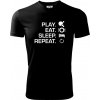 Stolný tenis - eat sleep - Pánske tričko Fantasy športové - L ( Čierna )