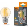LED žiarovka E27 G45 guľka 6W = 52W 680lm 2200K teplá biela 360° FILAMENT Amber Videx