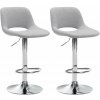 Sada 2 barových stoličiek Camden látka chróm, svetlosivá