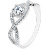 Šperky eshop - Strieborný prsteň 925, prepletené zirkónové línie, okrúhly brúsený zirkón H8.17 - Veľkosť: 57 mm