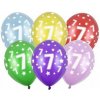 Balón s číslom 7 PartyDeco, farebný, 30 cm, 6 kusov