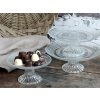 Chic Antique Sklenený podnos na nohe so zdobením Glass Pattern 20x7,5 cm
