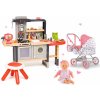 Set reštaurácia s elektronickou kuchynkou Chef Corner Restaurant Smoby a hlboký skladací kočík s bábikou so 4 zvukmi a 3 melódiami