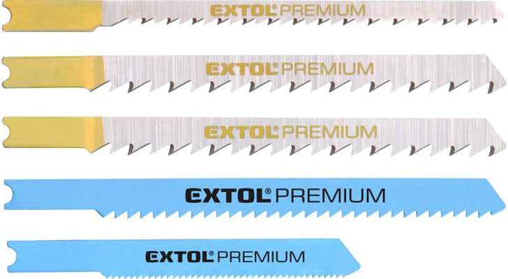 Extol Premium Listy do priamočiarej píly, sada 5ks, 5 typov, univerzálne upínanie, 8805600