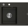 Mexen Ben granitový kuchynský drez s 1 komorou a odkvapkávacou plochou, ľavý, 600 x 500 mm, čierny/zlatý metalický,