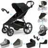 Set 10v1 Thule Urban Glide 4-wheel Black + madlo + vanička Black + pláštenky a moskytiéry Thule + Autosedačka Thule Maple Light Gray s ISOFIX základňou Thule Alfi a adaptéry