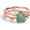 Kráľovský módny prsteň 18k zlato Vermeil SKA-R002-ROSEGOLD-GREENAPATITE Veľkosť: 7 (EU: 54-56)