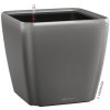 Plastový kvetináč Lechuza Quadro 43 x 43 x 39,5 cm antracitový vrátane zavlažovacieho systému, vložky na rastliny, substrátu a ukazovatele hladiny vody