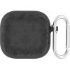 AppleMix Puzdro pre Apple AirPods 4 + karabínka - silikónové - kvetinový motív - tmavosivé