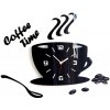 Moderné nástenné hodiny COFFE TIME 3D BLACK (nalepovacie hodiny na stenu)