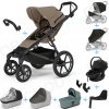 Set 10v1 Thule Urban Glide 4-wheel Tinted Taupe s magnetickou sponou + madlo + vanička Mid Blue + pláštenky a moskytiéry Thule + Autosedačka Thule Maple Black s ISOFIX základňou Thule Alfi a adaptérmi