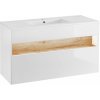 CMD Skrinka do kúpeľne BAHAMA WHITE 854 dub wotan/alpská biela/biely vysoký lesk MDF/laminát 120 cm x 68 cm x 46 cm