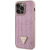 Guess Rhinestones Triangle Metal Logo Kryt pro iPhone 14 Pro Max Pink