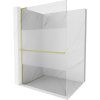 Mexen Kioto+ L, sprchová zástena Walk-In s poličkou a vešiakom 100 x 200 cm, 8mm číre sklo-námraza, zlatý matný profil, 800-100-123-55-35