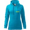 Hasiči názov samostatný - Mikina dámska trendy zipper s kapucňou - L ( Svetlý tyrkys )