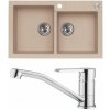 Alveus SET A531 Beige 55 / Chróm SETA531 - Drez Granitový Rock 90 - 780x480mm, vanička 340x400x180mm, 340x350x180mm, Beige 55 + bateria Ruta, C