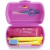 Curaprox Travel Set zubná kefka + CPS medzizubné kefky 2 ks + zubná pasta 10 ml darčeková sada, ružový