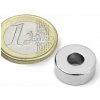 SOLLAU Neodymový magnet medzikružie D 15/6 mm, H 6 mm, N42, ponikelovaný