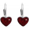 Strieborné náušnice v tvare srdca červené Siam
