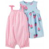 Carter's Set 2dielny šaty overal letný Pink Strawberry dievča