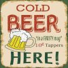 Ceduľa Cold Beer Here! 30x30 cm Plechová tabuľa