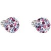 Evolution Group Strieborné náušnice perličky s krištálmi Swarovski mix fialové okrúhle 31336.3, darčekové balenie