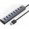 Orico CL7U-U3 HUB adaptér USB - 7x USB 3.0 / USB-C 3A, šedý