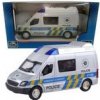 Auto polícia kov/plast 12cm na spätné natiahnutie na batérie so zvukom so svetlom v krabičke 16x8,5x7cm