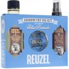 REUZEL Blue Pomáda Groom Try Me Kit darčeková sada (šampón pre časté umývanie Daily Shampoo 100 ml + pomáda na vlasy so silným spevnením a leskom Blue Pomáda 35g + stylingové vlasové tonikum v spreji