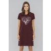 Nočná košieľka Hosta vínová s potlačou