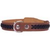 Collar kožený obojok prekrížený vzor brown-black M
