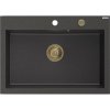 MEXEN/S MEXEN/S - Elix granitový drez 1-miska 700 x 500 mm, čierna kropenatá, sifón zlatá 6526701005-76-G
