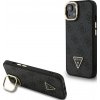 Guess PU 4G Strass trojuholníkové logo stojanový rám kamerového puzdra MagSafe pre iPhone 14 čierne (GUHMP14SPCS4GPTK)