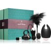 LoveBoxxx Romantic Couples Box stimulátor 9,5 cm + vibračné vajíčko 8 cm + krúžok na penis 7 cm + páperové dráždidlo 21 cm + kocky 2 ks