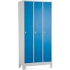 Rauman Kovová šatníková skrinka - 3 oddiely, 90 x 50 x 190 cm, pevné nohy, otočný zámok, modrá - ral 5012