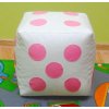 Detský taburet KOCKA 30 cm - biela + ružová