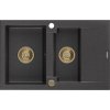 MEXEN/S MEXEN/S - Gaspar granitový drez 1.5 s odkvapkávačom 737 x 475 mm, čierny kropenatý, zlatý sifón 6507731505-76-G