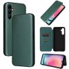 Peňaženkové kožené puzdro Carbon na Samsung Galaxy A25 5G - Zelená