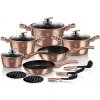 BERLINGERHAUS Sada nádobí s mramorovým povrchem 15 ks Rosegold Metallic Line BH-1224